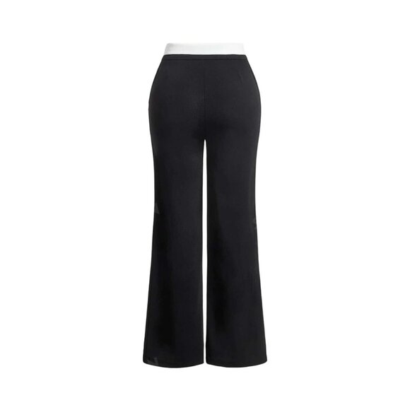SHEIN MOD Contrast Foldover Waist Straight Leg Pants in Black - Size Medium‎ - Picture 6 of 6